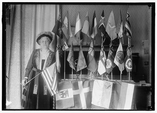 CATT, MRS. CARRIE CHAPMAN. WITH FLAGS OF 22 NATIONS