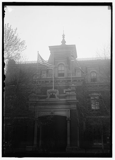 FLAGS. BRITISH AND AMERICAN FLAGS ON BRITISH EMBASSY