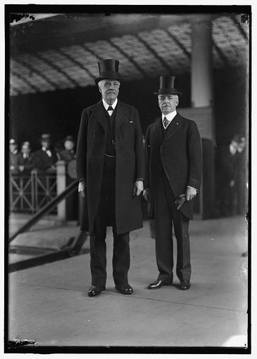 LANSING, ROBERT. SECRETARY OF STATE, 1915-1920. GREETING BALFOUR. BRITISH COMMN.
