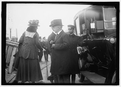 LANSING, ROBERT. SECRETARY OF STATE, 1915-1920. WITH MRS. LANSING BOARDING MAYFLOWER. ALLIED COMMN.