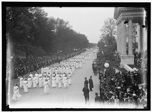RED CROSS, AMERICAN. DEDICATION OF BUILDING. NURSES PARADE AND MOTOR CORPS