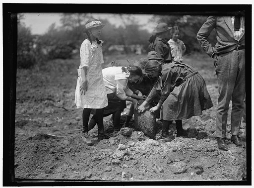 NATIONAL EMERGENCY WAR GARDENS COM. GIRL SCOUTS GARDENING AT D.A.R.