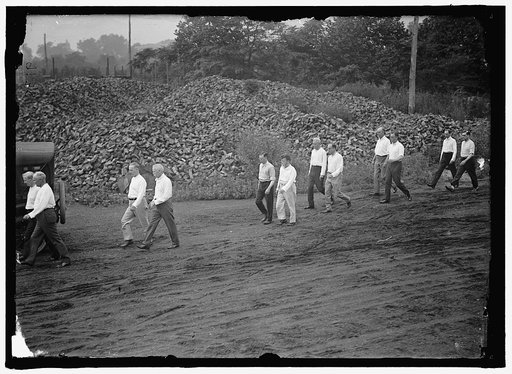 CAMP, WALTER, I.E., EXERCISE SCHOOL. CABINET OFFICIALS EXERCISING WITH OTHER GOVT. OFFICIALS