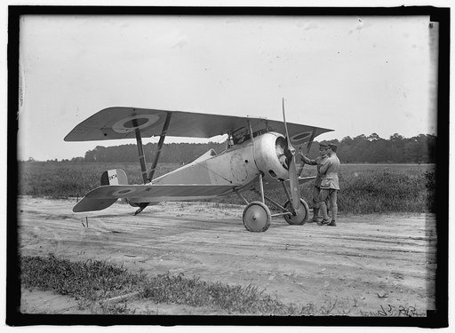 LANGLEY FIELD, VA. FRENCH NIEUPORT PLANE, TYPE 17, WITH LT., E. LeMAITRE AND CAPT. J.C. BARTOLF
