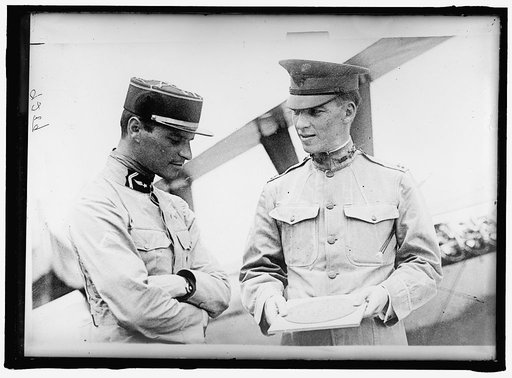LANGLEY FIELD, VA. LT. E. LeMAITRE AND CAPT. BOATWRIGHT, BESIDE KIRKHAM TRIPLANE