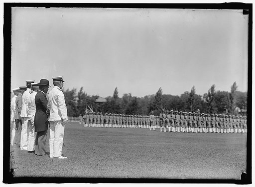 ISHII, KIKUJIRO. VISCOUNT HEAD OF JAPANESE MISION TO U.S. AT ANNAPOLIS: 3RD FROM LEFT FRONT IN 9359 AND 9360