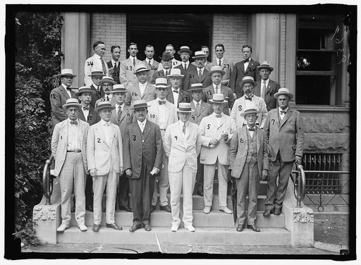 FOOD ADMINISTRATION, U.S. STATE REPRESENTATIVE, HOOVER, CENTER FRONT; WILBUR, LEFT, REAR OF HOOVER