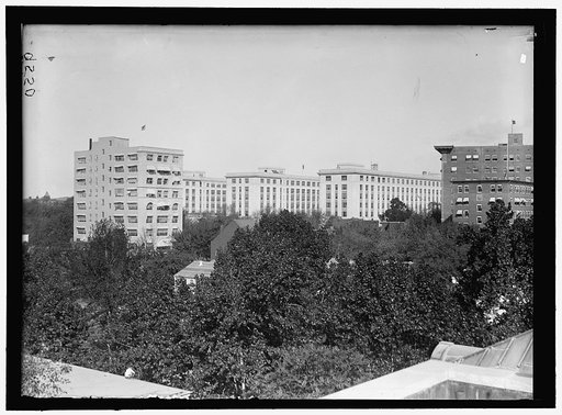 MEMORIAL CONTINENTAL HALL. VIEW FROM ROOF OF CONTINENTAL HALL TOWARD INTERIOR DEPARTMENT BUILDING