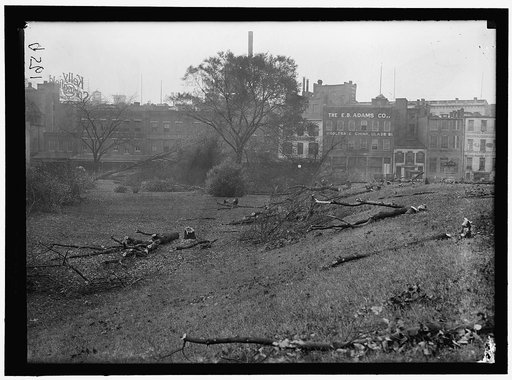 DISTRICT OF COLUMBIA PARKS. CUTTING TREES ON MALL SITES FOR WAR BUILDINGS