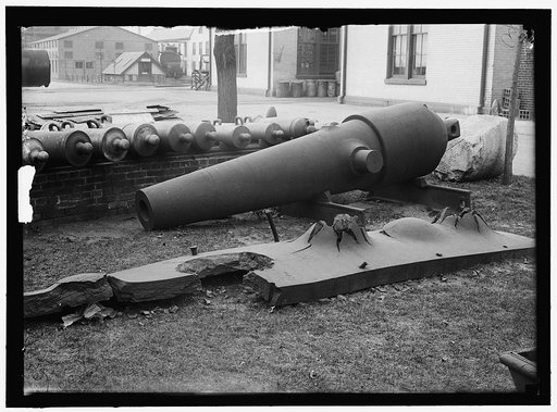 NAVY YARD, U.S., WASHINGTON. MORLARS, CANNON, TARGETS ON LAWN