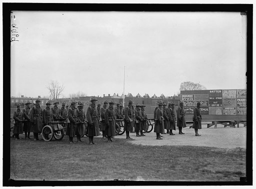 MARINE CORPS, U.S.N. MACHINE GUN UNIT DEMONSTRATION AT BALL PARK