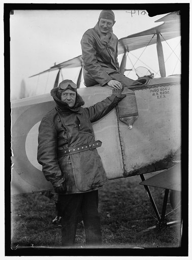 ALLIED AIRCRAFT. DEMONSTRATION AT POLO GROUNDS. COL. CHARLES E. LEE, BRITISH AVIATOR, WITH SEN. NEW