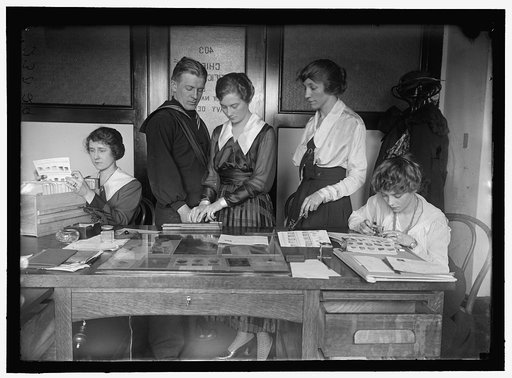 NAVY DEPARTMENT, U.S. INTELLIGENCE BUREAU, FINGER PRINT DEPARTMENT CLERKS: BLANCHE DONAHUE; JAMES A. NOONAN; MARIE S. DAHM; BLANCHE G. STANSBURY; MRS. G.G. BOSWELL