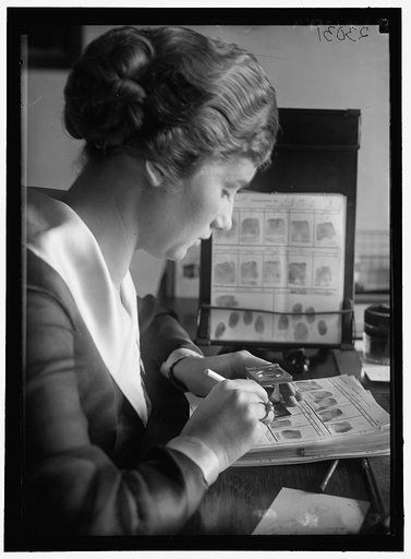 NAVY DEPARTMENT, U.S. INTELLIGENCE BUREAU, FINGER PRINT DEPARTMENT CLERK, MARIE S. DAHM