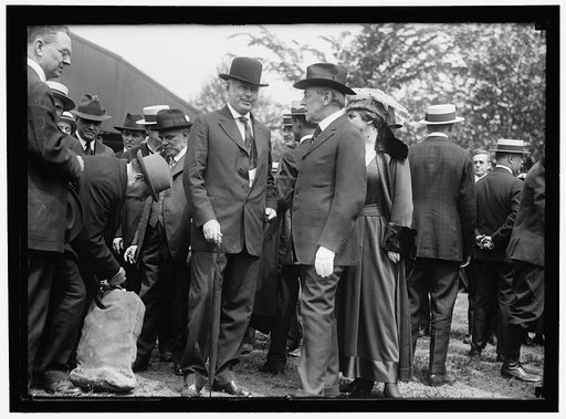 AIR MAIL. INAUGURATION OF SERVICE, POLO FIELD. POSTMASTER GENERAL BURLESON; PRESIDENT AND MRS. WILSON