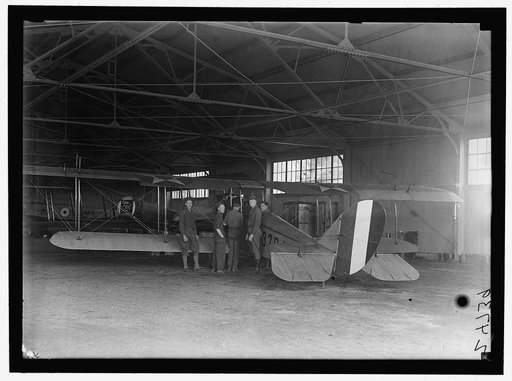 ALLIED AIRCRAFT DEMONSTRATION AT POLO GROUNDS. HANGARS; PLANES, AVRO AND CURTIS BEING CONDITIONED