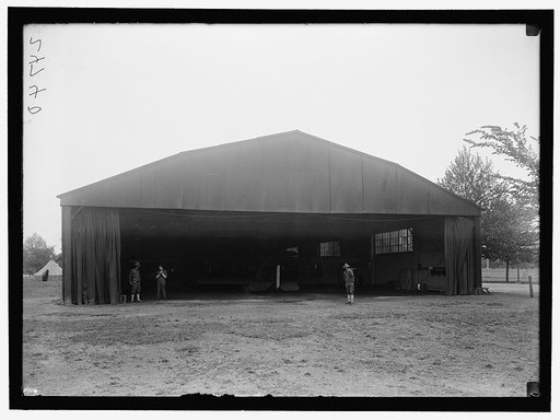 ALLIED AIRCRAFT DEMONSTRATION AT POLO GROUNDS. HANGARS; PLANES, AVRO AND CURTIS BEING CONDITIONED