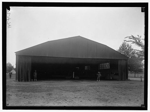 ALLIED AIRCRAFT DEMONSTRATION AT POLO GROUNDS. HANGARS; PLANES, AVRO AND CURTIS BEING CONDITIONED
