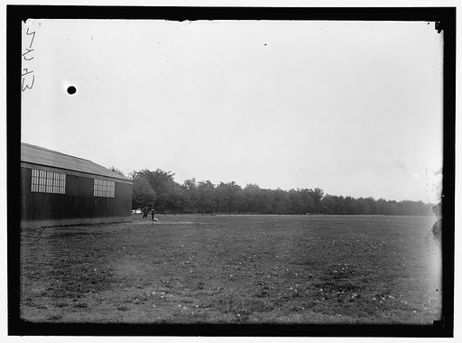 ALLIED AIRCRAFT DEMONSTRATION AT POLO GROUNDS. HANGARS; PLANES, AVRO AND CURTIS BEING CONDITIONED