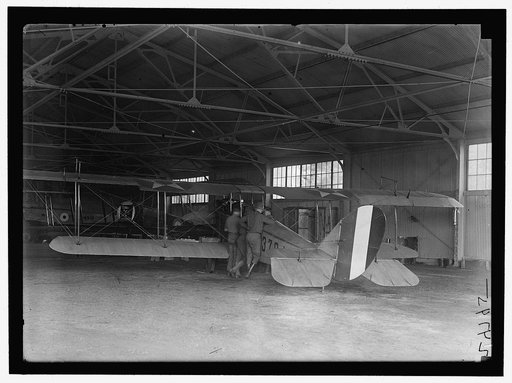 ALLIED AIRCRAFT DEMONSTRATION AT POLO GROUNDS. HANGARS; PLANES, AVRO AND CURTIS BEING CONDITIONED