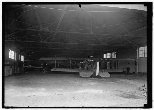 ALLIED AIRCRAFT DEMONSTRATION AT POLO GROUNDS. HANGARS; PLANES, AVRO AND CURTIS BEING CONDITIONED