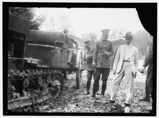 ARMY, U.S. ARTILLERY TRACTOR. SEC. BAKER AND GEN. MARCH