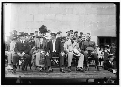BLUE DEVILS (CHASSEURS ALPINE) AT WASHINGTON MONUMENT. FRONT: SEC. BAKER; MME. JUSSERAND; AMB. JUSSERAND