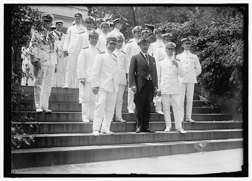 MACCHI DI CELLERE, V., COUNT. AMBASSADOR FROM ITALY. WITH ITALIAN SAILORS AT WHITE HOUSE