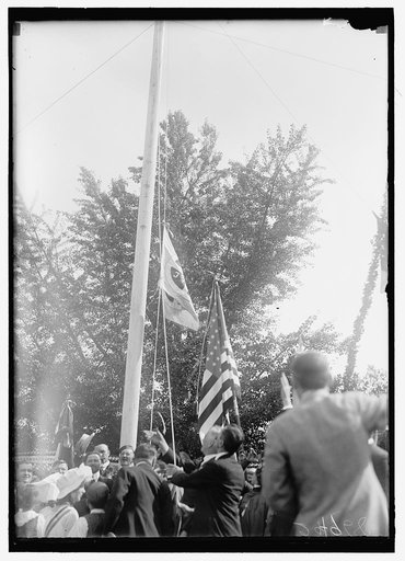 FOURTH OF JULY. SERBIAN MIN. MICHAILOVITCH AND FLAG