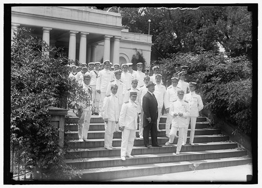 MACCHI DI CELLERE, V., COUNT. AMBASSADOR FROM ITALY. WITH ITALIAN SAILORS AT WHITE HOUSE