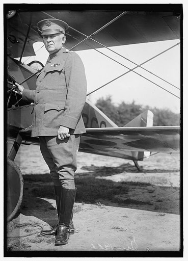 BELL, J. FRANKLIN. MAJ. GEN., U.S.A. BESIDE THOMAS-MORSE S-C PLANE