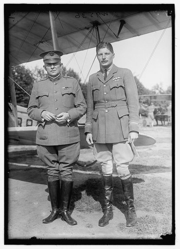 LEE, CHARLES E. COL. BRITISH AVIATOR. RIGHT, WITH GEN. J.F. BELL, U.S.A.