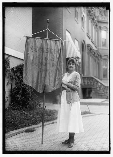WOMAN SUFFRAGE. SUFFRAGETTES WITH BANNERS