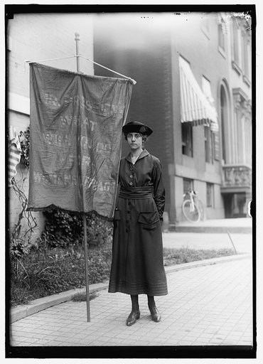 WOMAN SUFFRAGE. SUFFRAGETTES WITH BANNERS