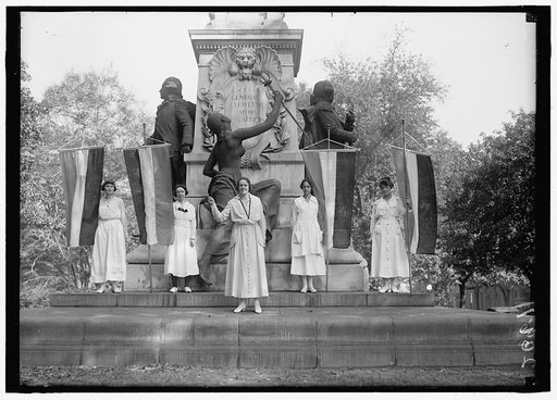 WOMAN SUFFRAGE. DEMONSTRATORS AT LAFAYETTE STATUE