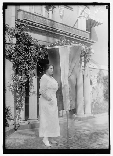 WOMAN SUFFRAGE. SUFFRAGETTES WITH BANNERS