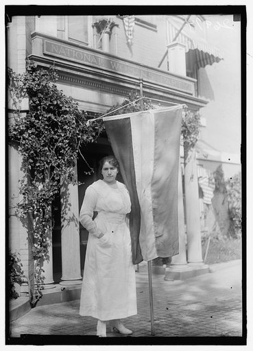 WOMAN SUFFRAGE. SUFFRAGETTES WITH BANNERS