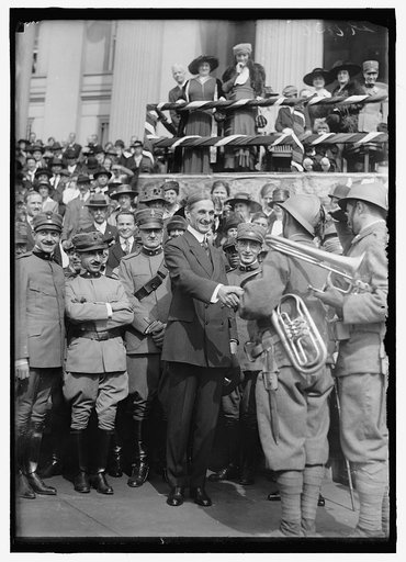 McADOO, WILLIAM GIBBS. SECRETARY OF THE TREASURY, 1913-1921. LIBERTY LOANS; WITH ITALIAN BAND AND AMBASSADOR MACCHIDE CELLERE