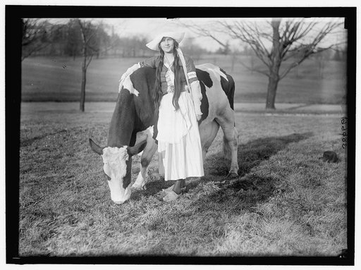 ECKLES, VIRGINIA. IN DUTCH DAIRY-MAID COSTUME, WITH COW