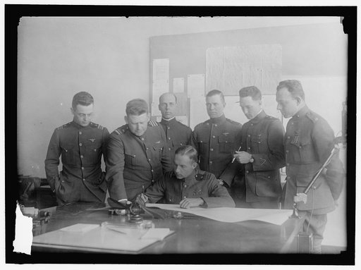 AVIATION, NAVY. TRANS-ATLANTIC FLIGHT AVIATORS: LT. COMDR. GODFREY deCHEVALIER; COMDR. HOLDEN C. RICHARDSON; UNIDENTIFIED, WHO IS AT RIGHT IN 30102; COMDR. JOHN H. TOWERS; SEATED: LT. COMDR. PATRICK N.L. BE