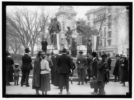 WOMAN SUFFRAGE. DEMONSTRATORS AT LAFAYETTE STATUE