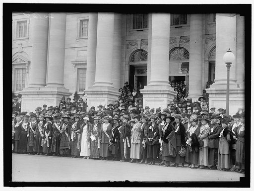 DAUGHTERS OF AMERICAN REVOLUTION. OPENING OF D.A.R. CONGRESS. FROM 2ND FRONT LEFT, MRS. MARY S. LOCKWOOD, PEN FOUNDER OF D.A.R. 4TH FROM LEFT MRS. J.A. VAN ORSDEL, HEAD OF CHILDREN OF AMERICAN REVOLUTION. 8TH FROM LEFT, MRS. GUERNSEY, PRESIDENT GENERAL