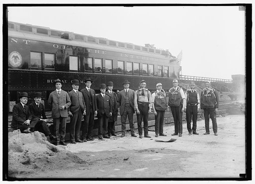 MINES, BUREAU OF. GROUP, WITH DEPT. INT. R.R. CAR