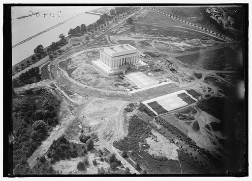 LINCOLN MEMORIAL. UNDER CONSTRUCTION. VIEW FROM AIR