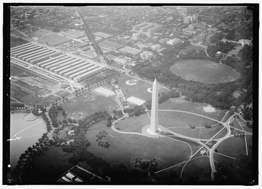 WASHINGTON MONUMENT. GROUNDS VIEWED FROM AIR