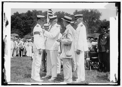 FOURTH OF JULY. MEDALS, DECORATIONS, ETC. SECRETARY BAKER DECORATING OFFICERS; BENSON, WILLIAM SHEPHERD, REAR ADMIRAL, U.S.N. CHIEF OF NAVAL OPERATIONS