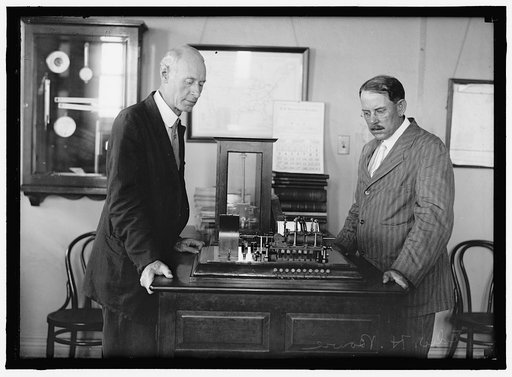 BOWIE, EDWARD HALL. OF WEATHER BUREAU. RIGHT, WITH INSTRUMENTS