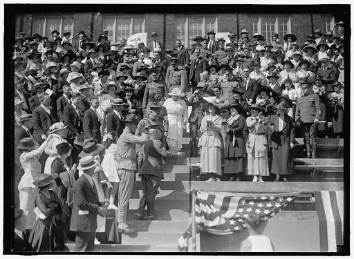 FIRST DIVISION, A.E.F. AMERICAN EXPEDITIONARY FORCES. PERSHING AND BAKER AT CENTRAL HIGH SCHOOL