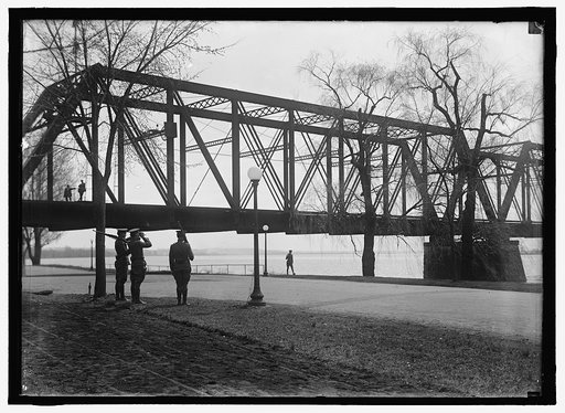 DISTRICT OF COLUMBIA PARKS. GUARDS IN POTOMAC PARK AT RAILWAY BRIDGE
