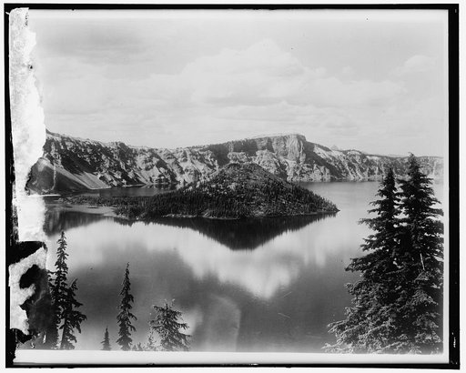 Crater Lake. This view of Crater Lake in Southern Oregon was taken from a United Air Lines' transport plane flying on the San Diego-Seattle airway, 6/9/36